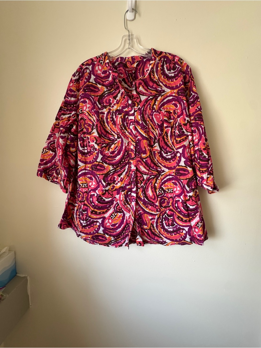 Merona Paisley Button Front Tunic Size 2 Relaxed Fit